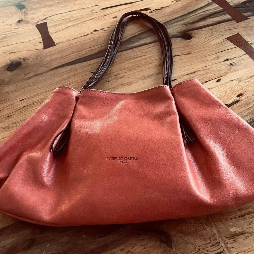 FIORENZO CASTILLI Firenze  Italy-made peach leather shoulder bag